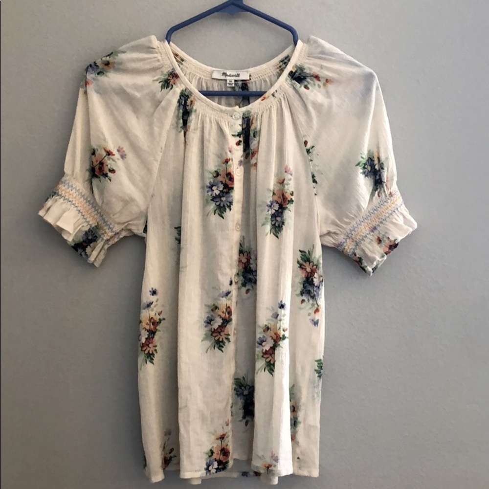 Madewell floral peasant blouse